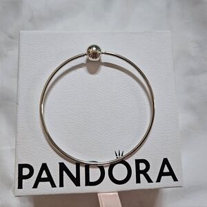 Pandora Retired Essence Sterling Silver Bangle Bracelet ✨️ Size 6.5" Like New!